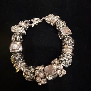 Elegant Silver and Black Charm Bracelet